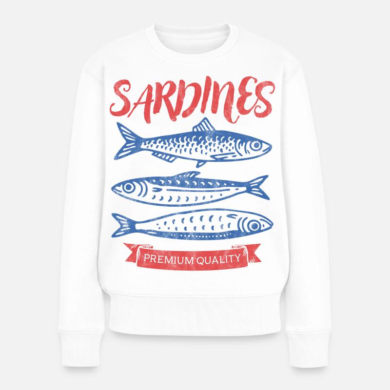 Sardinen - Frauen Premium Bio Pullover - Weiß