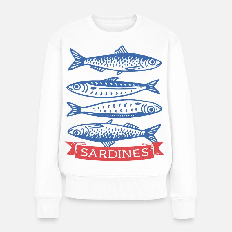 Sardinen - Frauen Premium Bio Pullover - Weiß