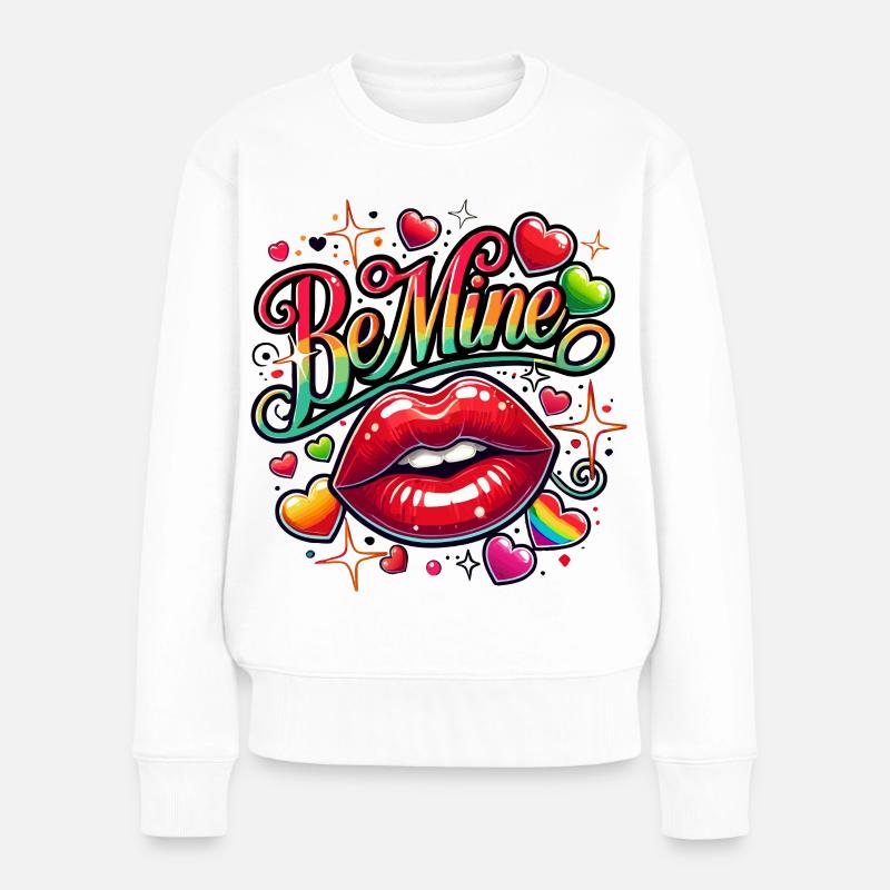 Be Mine - Lippen & Liebe - Frauen Premium Bio Pullover - Weiß