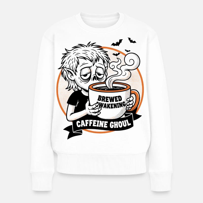 Haunted Coffee Mug Illustration - Women's Premium Organic Jumper - white