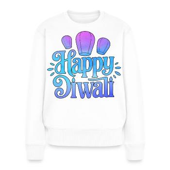 Fröhliches Diwali Lampions Gradient - Frauen Premium Bio Pullover - Weiß - Vorne - Julia (174cm)