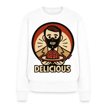 Traiteur Yummy Lecter avec Brain Plate - Pull Premium bio Femme - blanc - Devant - Julia (174cm)