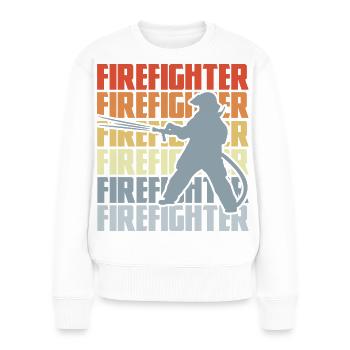 Retro Feuerwehrmann - Frauen Premium Bio Pullover - Weiß - Vorne - Julia (174cm)