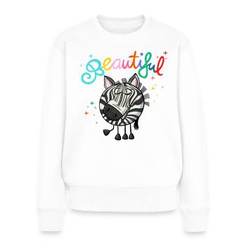 Zebra Beautiful - Frauen Premium Bio Pullover - Weiß - Vorne - Julia (174cm)