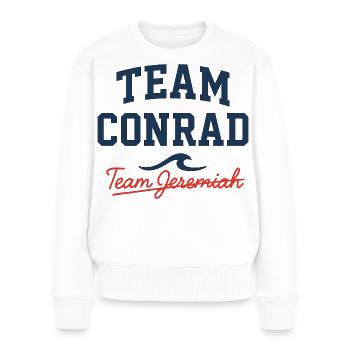 Chemise Team Conrad vs Team Jeremiah | L’été I - Pull Premium bio Femme - blanc - Devant - Julia (174cm)