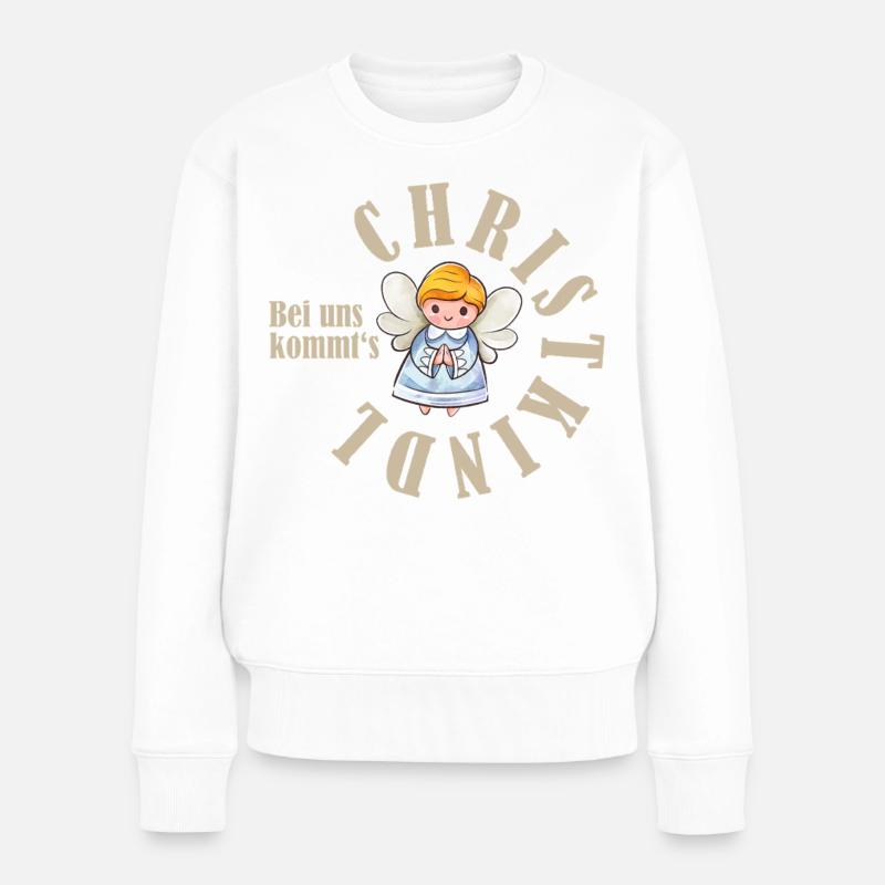 Bei uns kommts Christkind süßes Kreisdesign - Frauen Premium Bio Pullover - Weiß