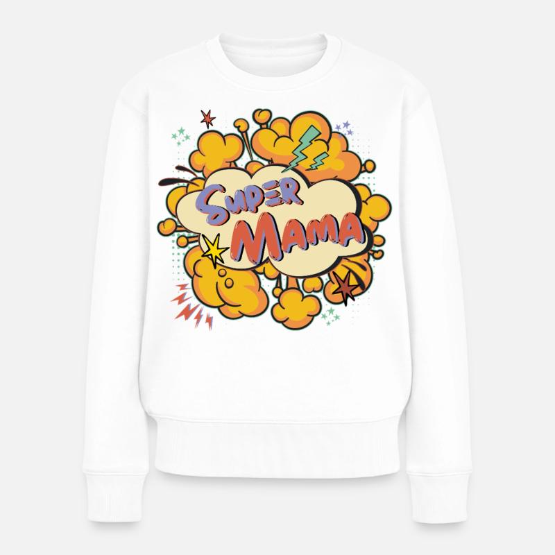 Super Mom Comic Explosion - Pull Premium bio Femme - blanc
