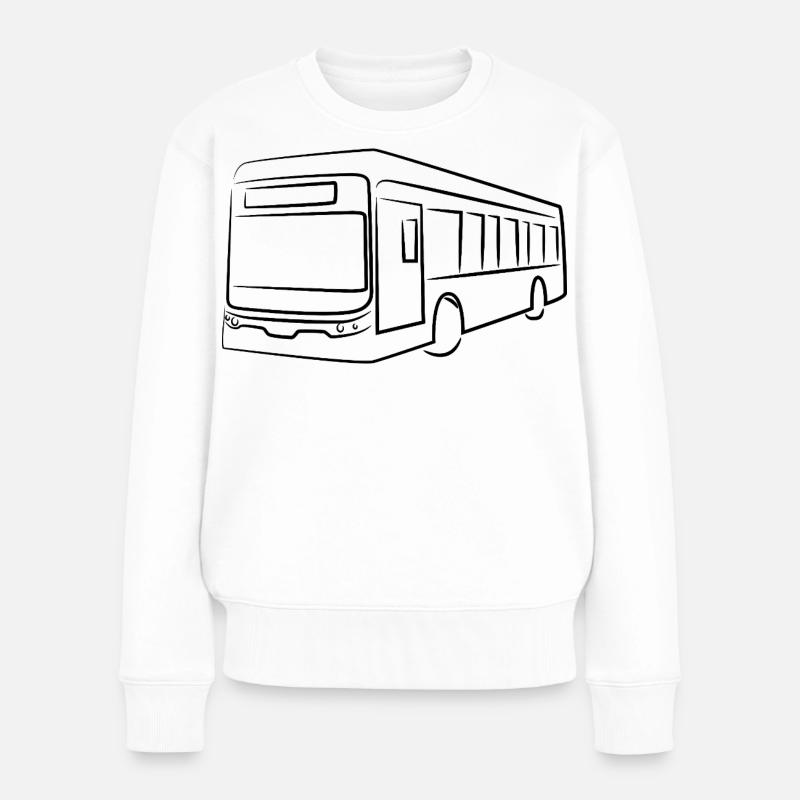 Bus Zeichnung - Frauen Premium Bio Pullover - Weiß