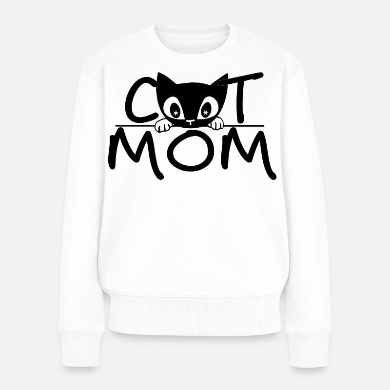 Cat Mom – Cute Minimal Line Art Design - Frauen Premium Bio Pullover - Weiß