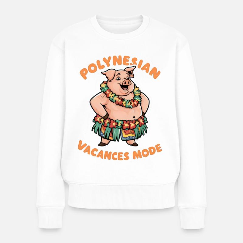 Polynesisch Urlaub Mode Exotisch Tropisch Stil - Frauen Premium Bio Pullover - Weiß