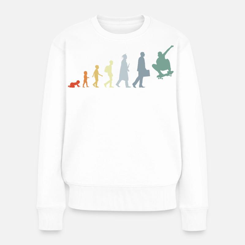Skateboarder Evolution - Frauen Premium Bio Pullover - Weiß