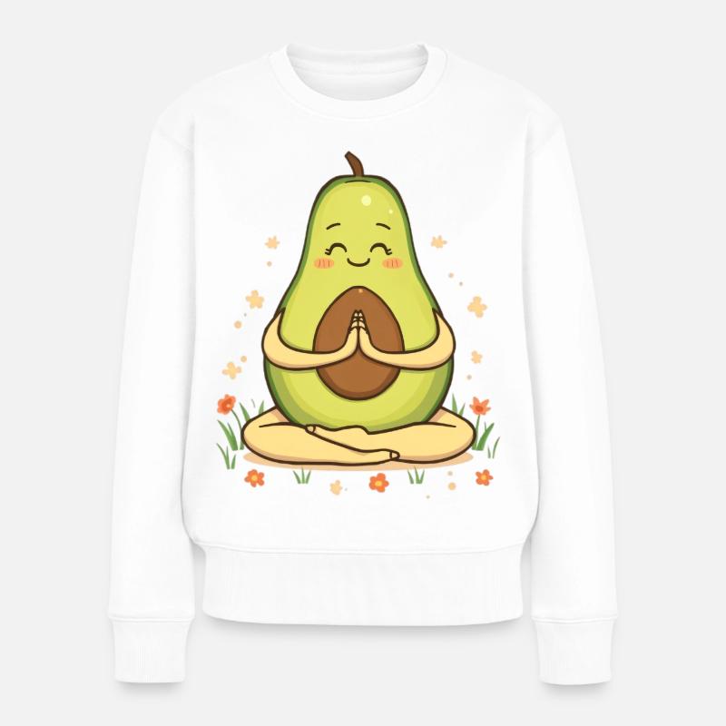 Avocado Meditationsfigur - Frauen Premium Bio Pullover - Weiß
