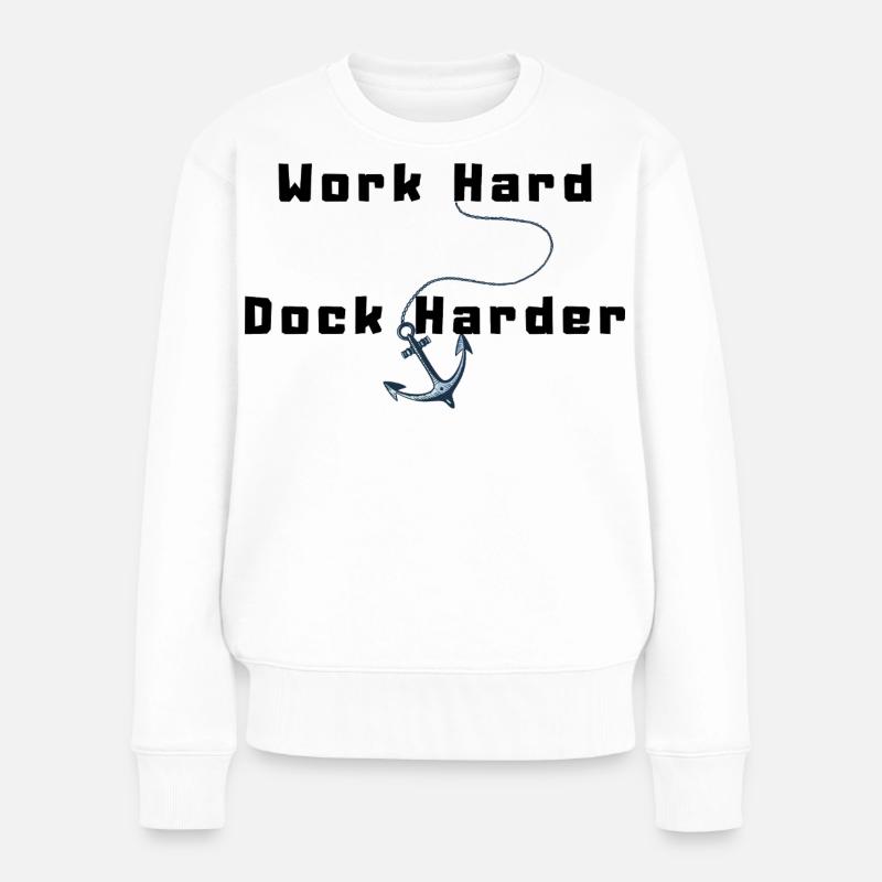 Hart arbeiten Härter andocken - Frauen Premium Bio Pullover - Weiß