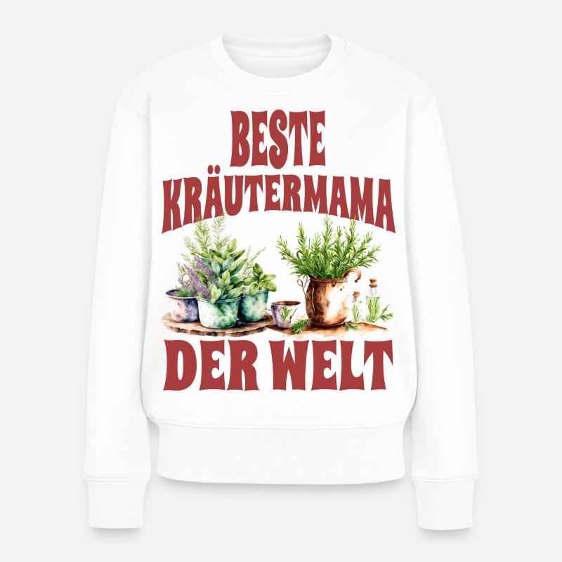 Beste Kräutermama der Welt - Frauen Premium Bio Pullover - Weiß