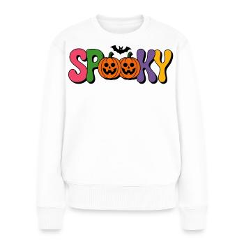 Spooky Kürbis Halloween - Frauen Premium Bio Pullover - Weiß - Vorne - Julia (174cm)