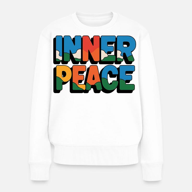 Inner Peace Regenbogen-Buchstaben - Frauen Premium Bio Pullover - Weiß