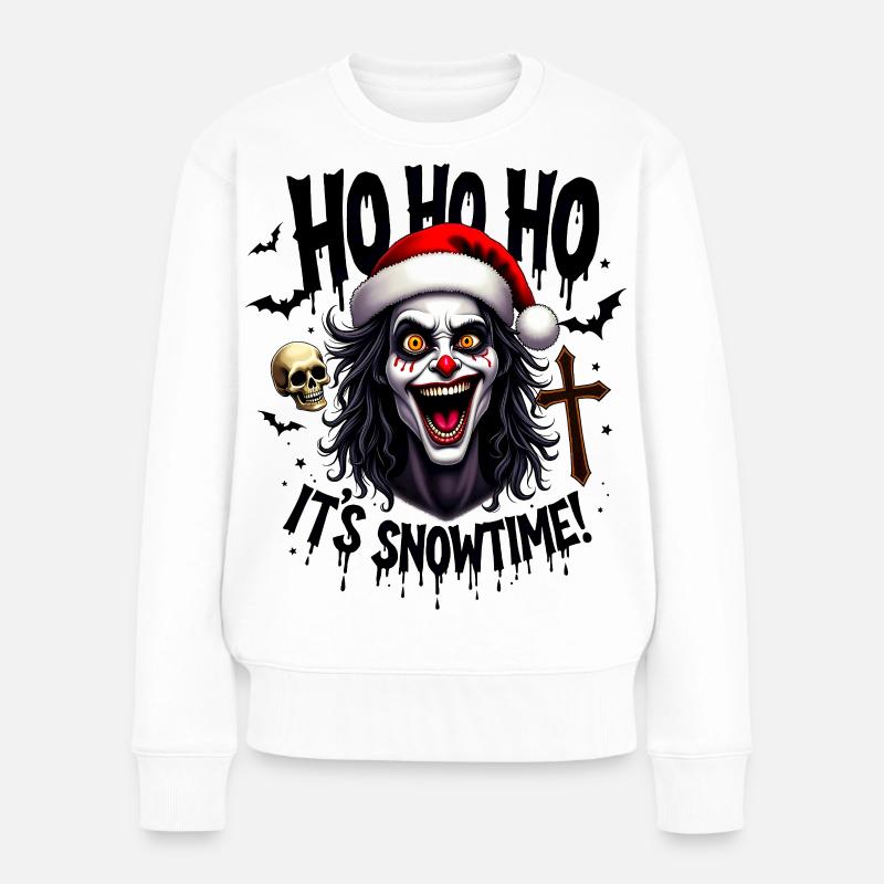 Psycho Clown Santa Horror - Frauen Premium Bio Pullover - Weiß
