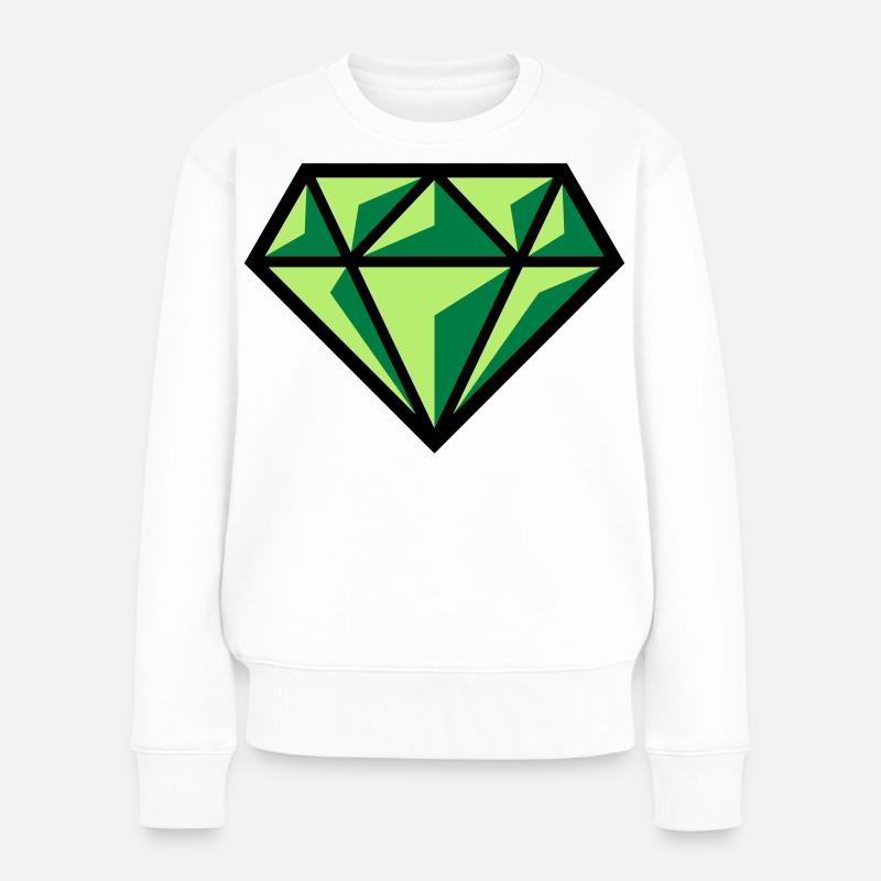 Diamant (Edelstein Brillant Symbol / POS Gre 3C) - Frauen Premium Bio Pullover - Weiß