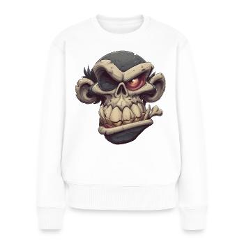 Monkey Skull Grin - Frauen Premium Bio Pullover - Weiß - Vorne - Julia (174cm)