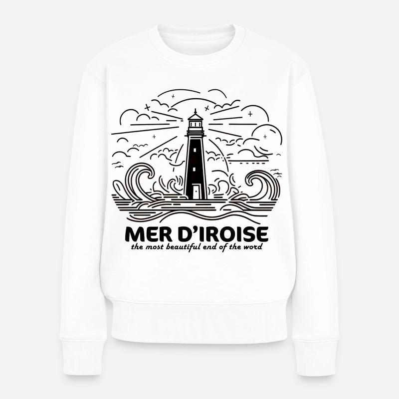 Cadeau Mer d'Iroise Souvenir Phare Finistère Bzh - Pull Premium bio Femme - blanc