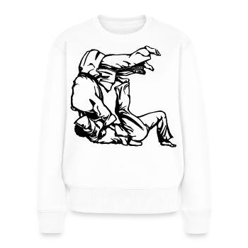 Judo Tomoe Nage Design with Judokas - Women's Premium Organic Jumper - white - Front - Julia (174cm)