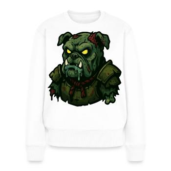 Untoter Bulldoggen-Krieger - Frauen Premium Bio Pullover - Weiß - Vorne - Julia (174cm)