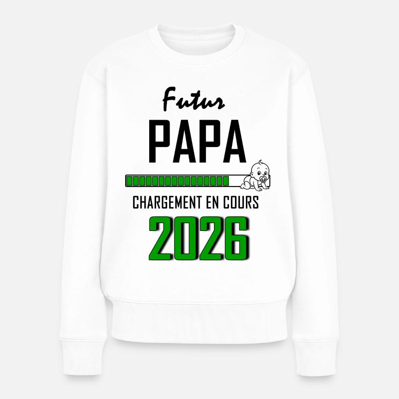 Futur PAPA Countdown 2026 Vert Bébé - Pull Premium bio Femme - blanc