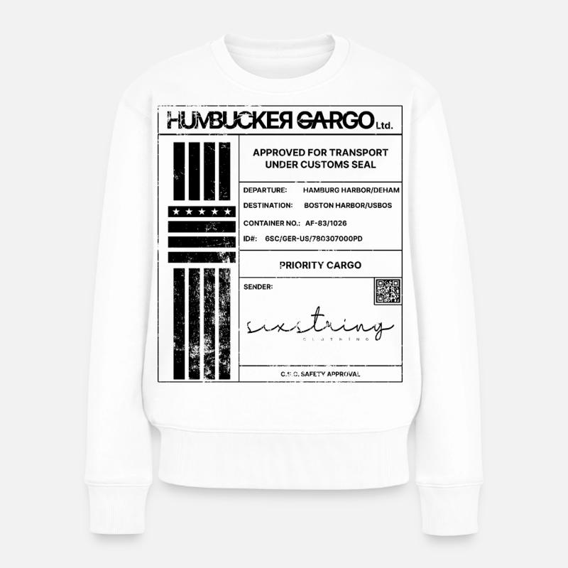 Shipping Label, schwarz - Frauen Premium Bio Pullover - Weiß