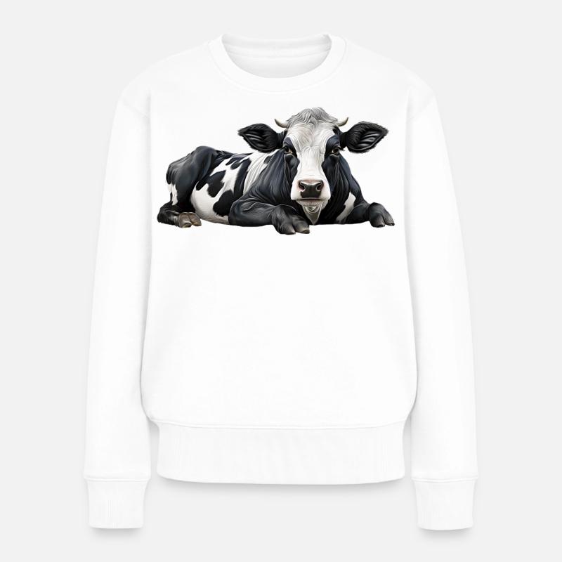 Kuh - Frauen Premium Bio Pullover - Weiß