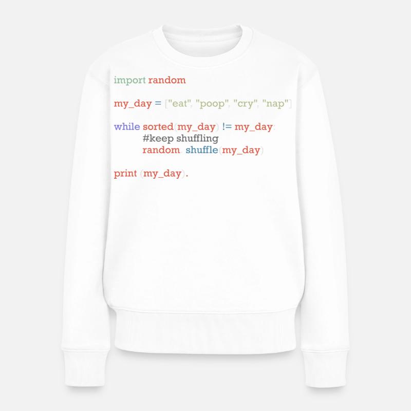 Lustiger Python-Code über den Alltag, Baby - Frauen Premium Bio Pullover - Weiß