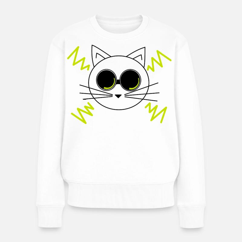 Weltraumkatze - Frauen Premium Bio Pullover - Weiß