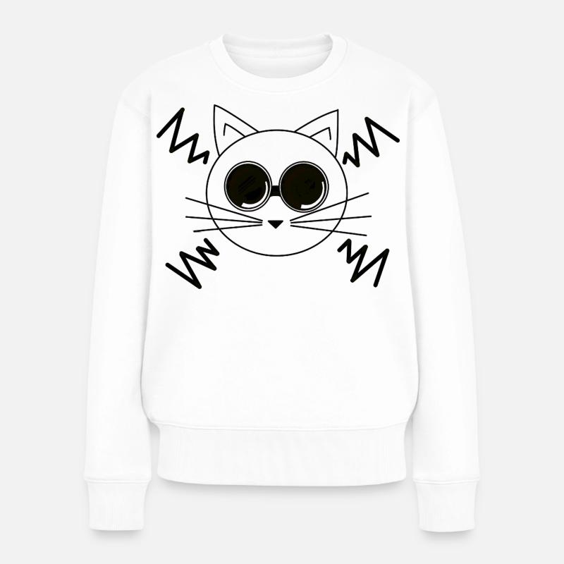 Weltraumkatze - Frauen Premium Bio Pullover - Weiß