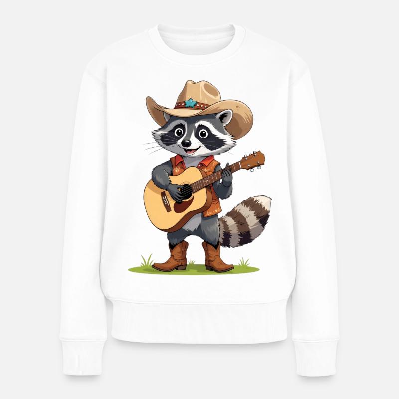 Waschbär Ranchero - Frauen Premium Bio Pullover - Weiß