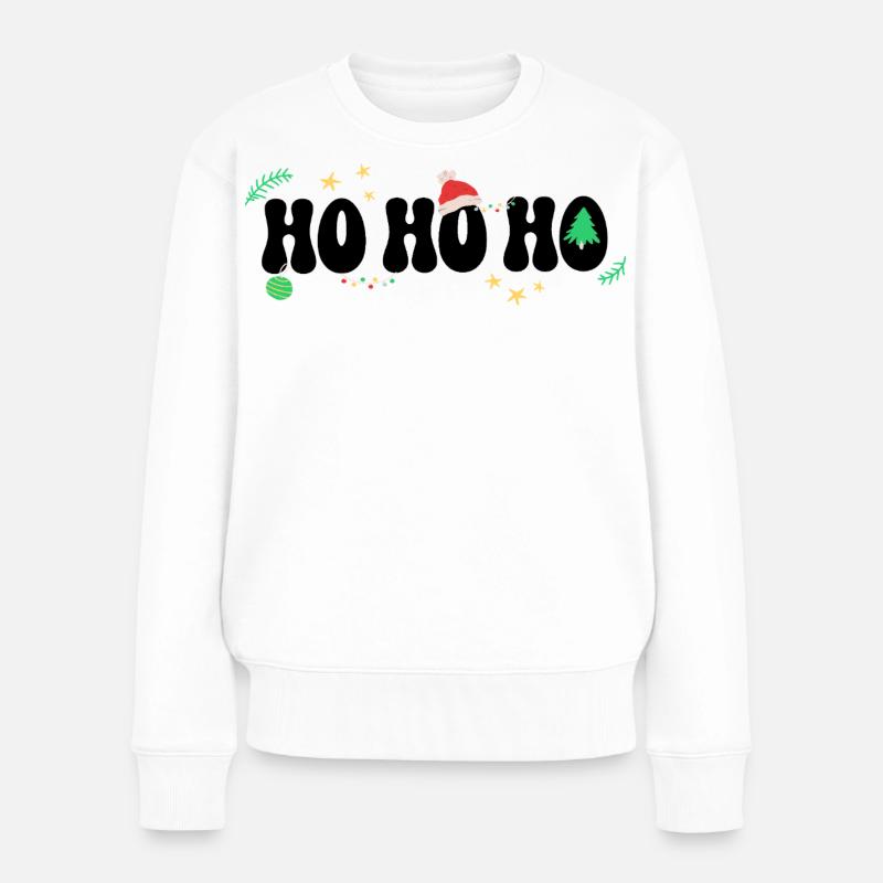 Ho Ho Ho - Weihnachten Weihnachtsmann - Frauen Premium Bio Pullover - Weiß