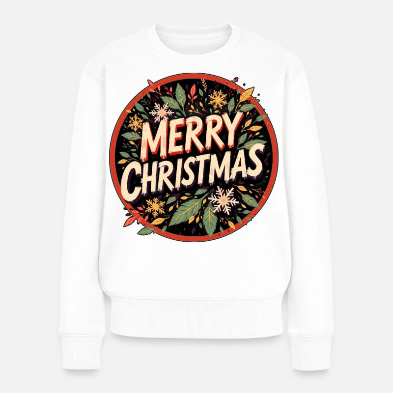 Merry Christmas Retro Design im Vintagelook - Frauen Premium Bio Pullover - Weiß