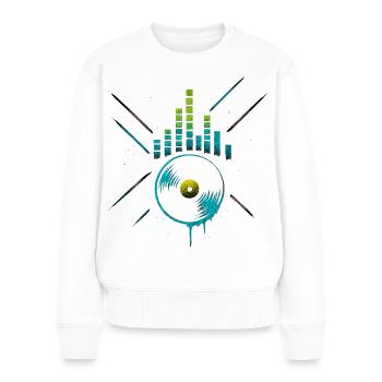 Égaliseur vinyle néon, rythmes de club techno - Pull Premium bio Femme - blanc - Devant - Julia (174cm)