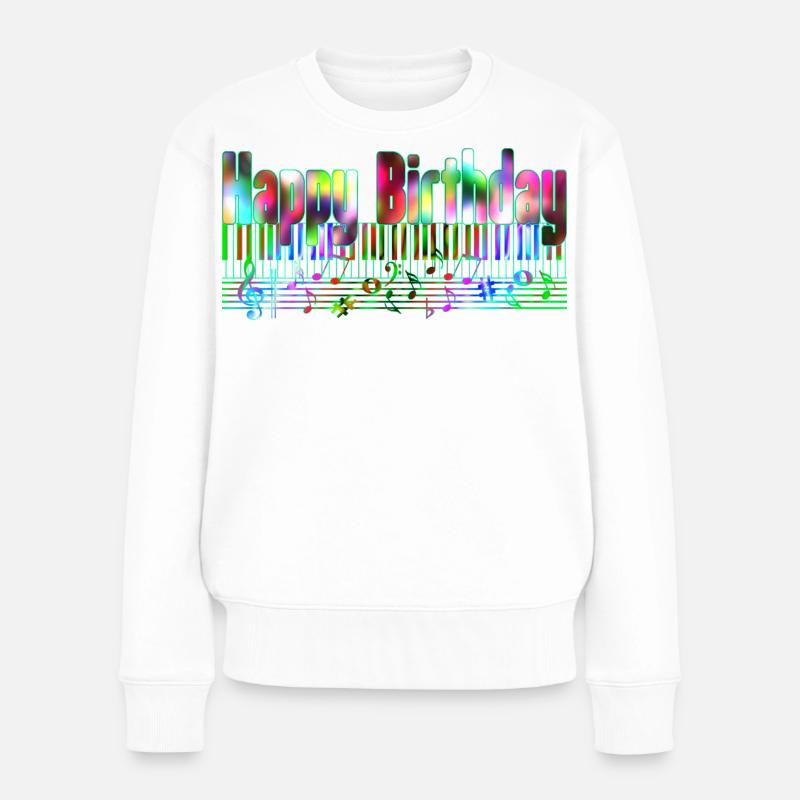 Neon Geburtstagsmusik Kaleidoskop Happy - Frauen Premium Bio Pullover - Weiß