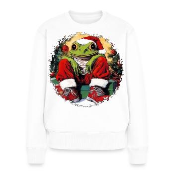 Grenouilles de Noël - Pull Premium bio Femme - blanc - Devant - Julia (174cm)