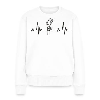 Retro Mic singt Musik Rhythmus Bühnenherz - Frauen Premium Bio Pullover - Weiß - Vorne - Julia (174cm)