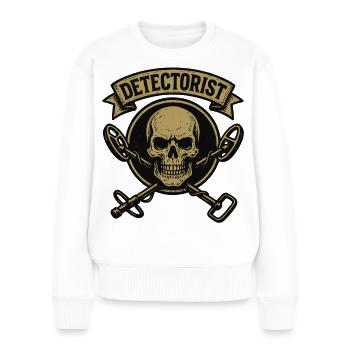Detectorist Skull Metal Detecting Treasure Hunter - Women's Premium Organic Jumper - white - Front - Julia (174cm)