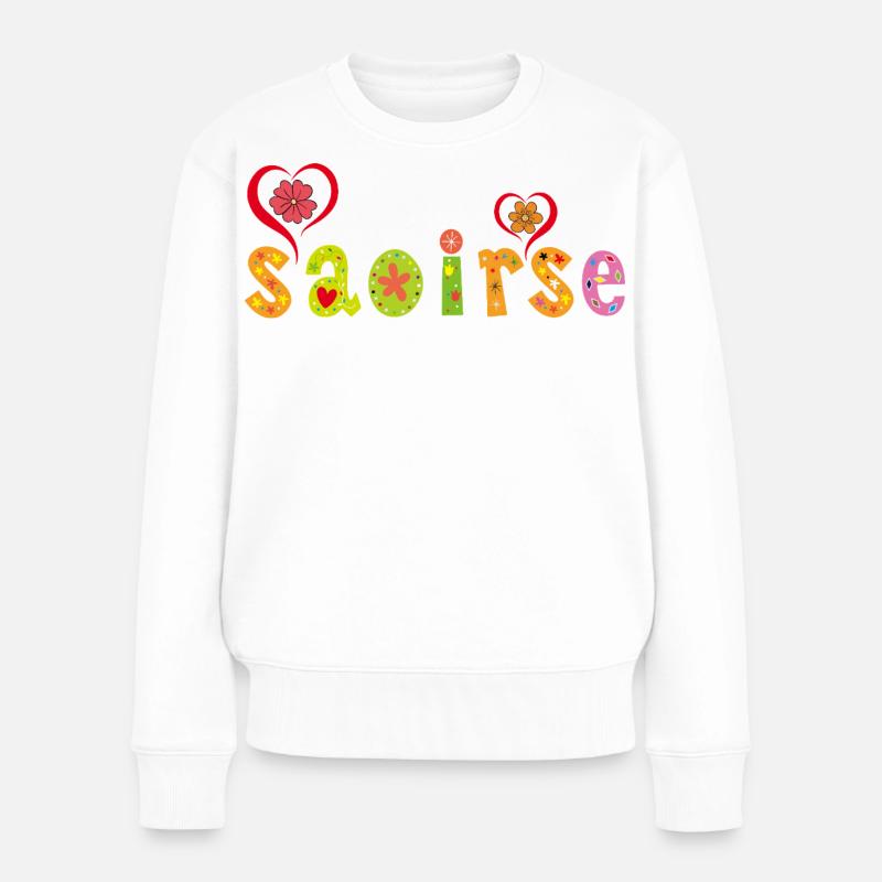 Saoirse Personalisiertes Design - Frauen Premium Bio Pullover - Weiß