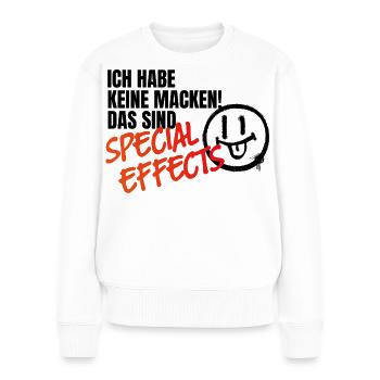Keine Macken, sondern Special Effects - Frauen Premium Bio Pullover - Weiß - Vorne - Julia (174cm)