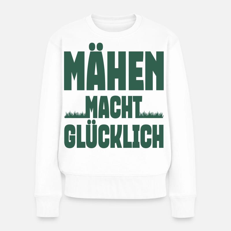 Mähen macht glücklich - Frauen Premium Bio Pullover - Weiß