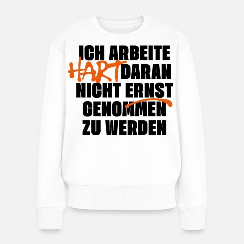 Nicht ernst genommen werden - Frauen Premium Bio Pullover - Weiß