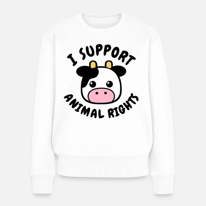 I Support Animal Rights Cow - Frauen Premium Bio Pullover - Weiß