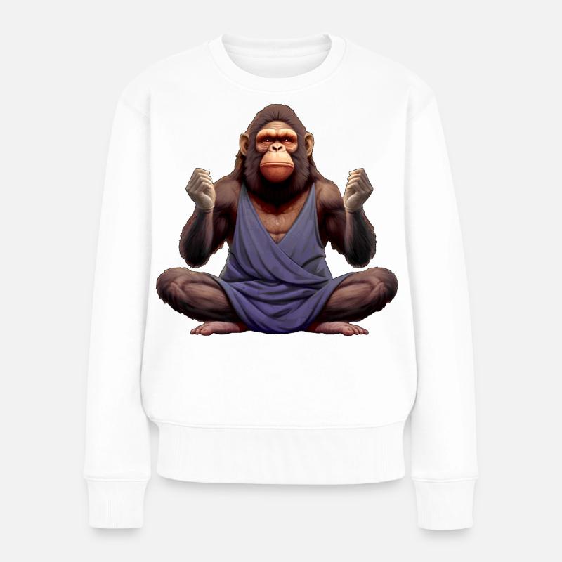 Singes de Yoga - Pull Premium bio Femme - blanc