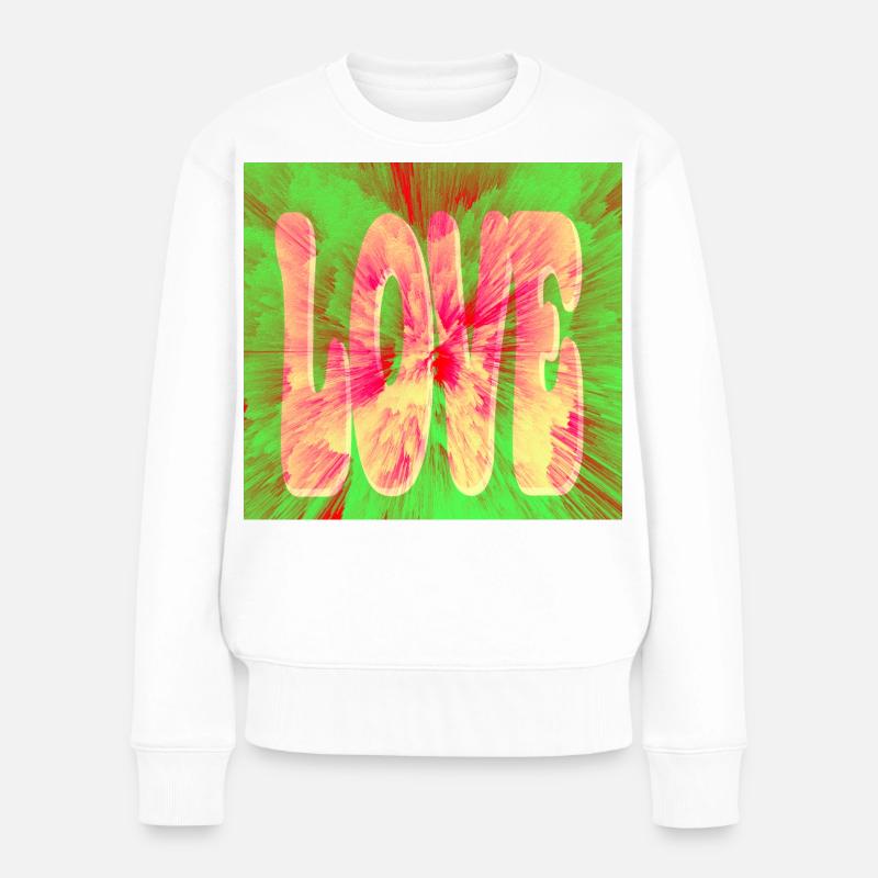 Love Neon Tie Dye - Frauen Premium Bio Pullover - Weiß