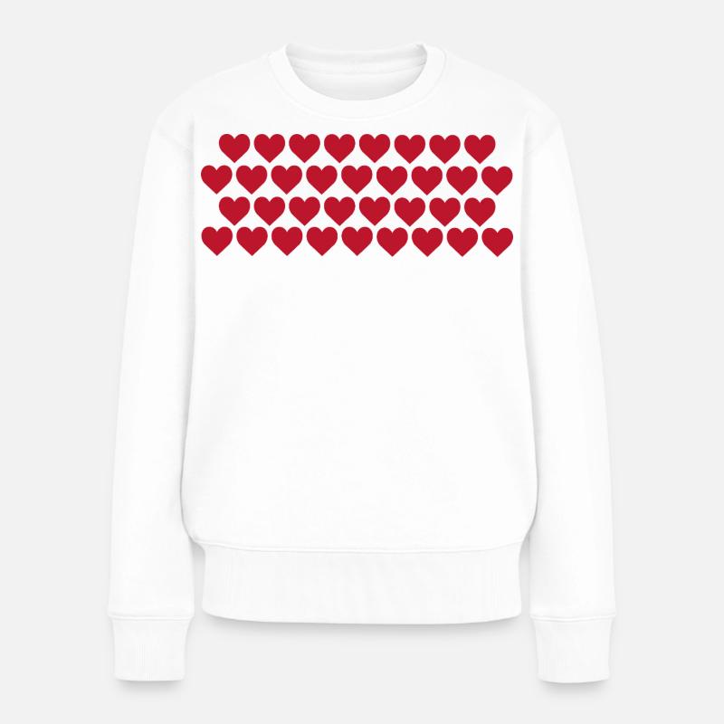 Rote Herzen - Frauen Premium Bio Pullover - Weiß