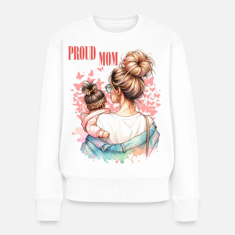 Stolze Mama  - Frauen Premium Bio Pullover - Weiß