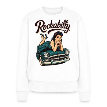 Rockabilly Vintage Car Pin Up Girl Gift - Women's Premium Organic Jumper - white - Front - Julia (174cm)